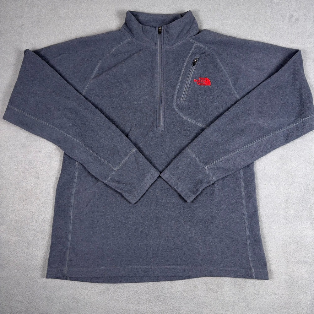 The North Face Mens Quarter Zip Fleece Pullover Gray Thumbhole M - Picture 1 of 6